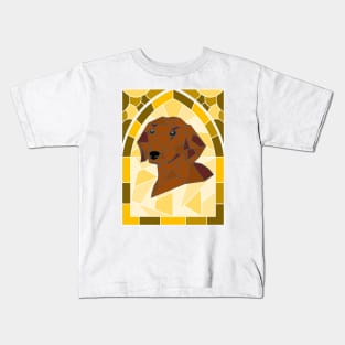 Stained Glass Red Dachshund Kids T-Shirt